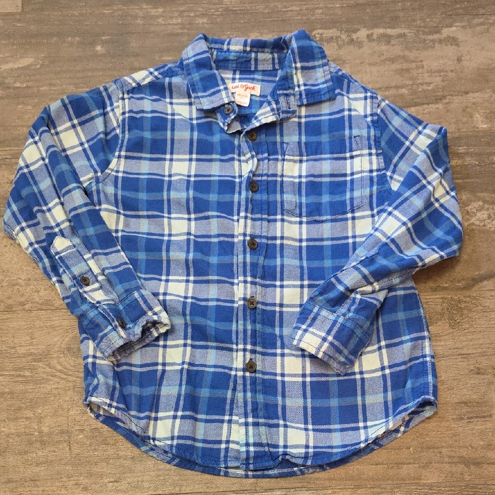 Cat & Jack Blue and White Plaid Button Down Shirt